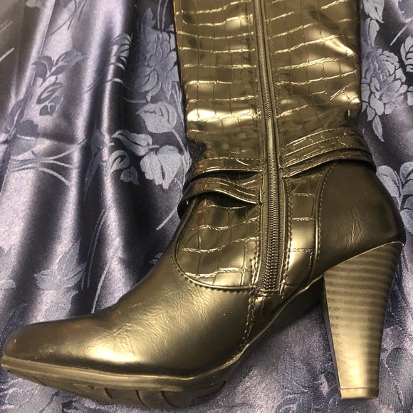 LifeStride women's dressy tall black faux alligator boots size 7 - Picture 4 of 16
